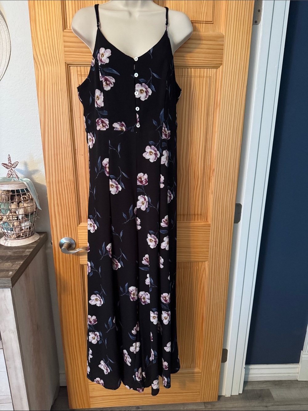 Black Floral  jumpsuitwith Spaghetti Straps